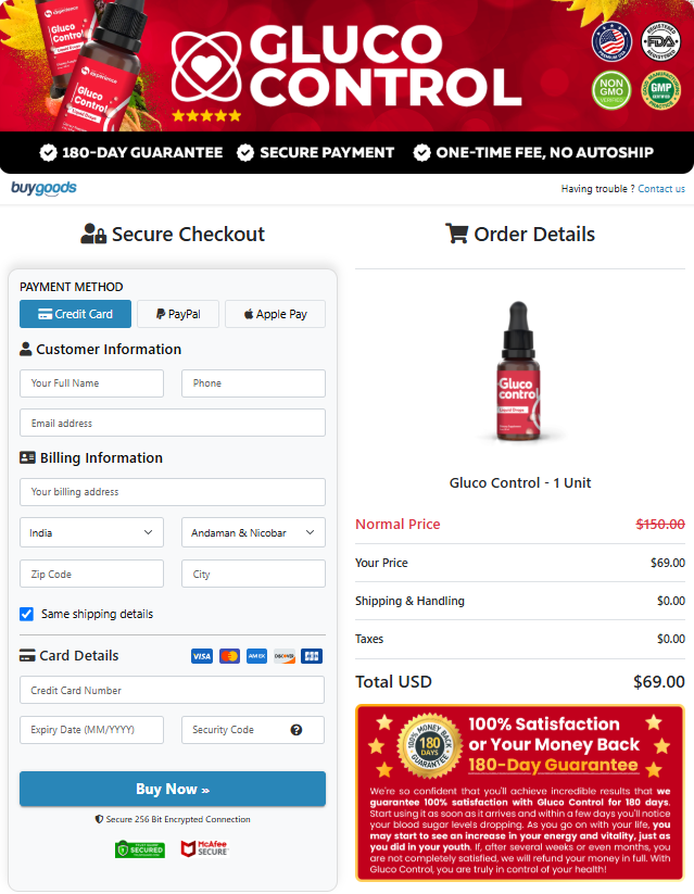 Gluco Control checkout